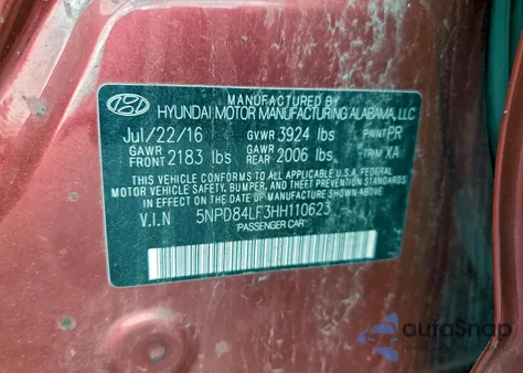 2017 Hyundai Elantra Se from USA, damaged, VIN 5NPD84LF3HH110623